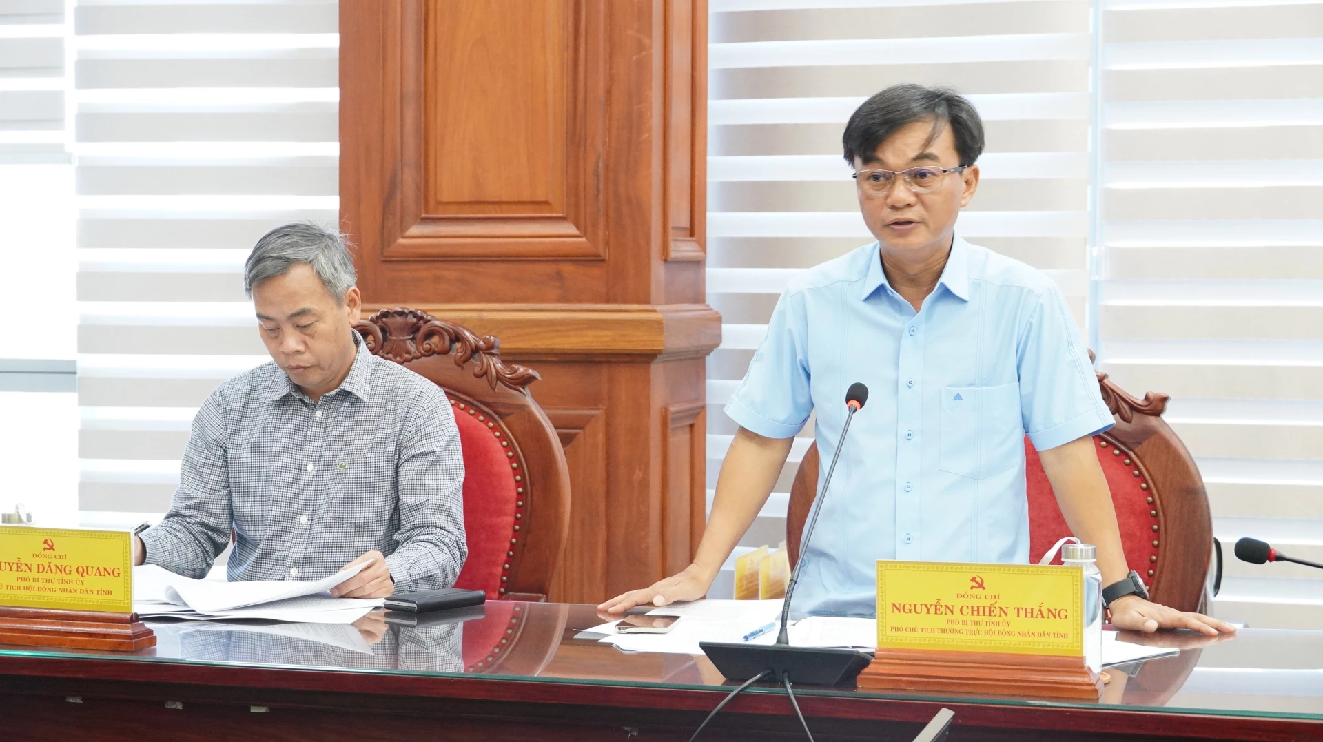 Phó Bí thư Tỉnh ủy, Phó Chủ tịch Thường trực HĐND tỉnh phát biểu tại buổi làm việc - Ảnh: Quốc Việt