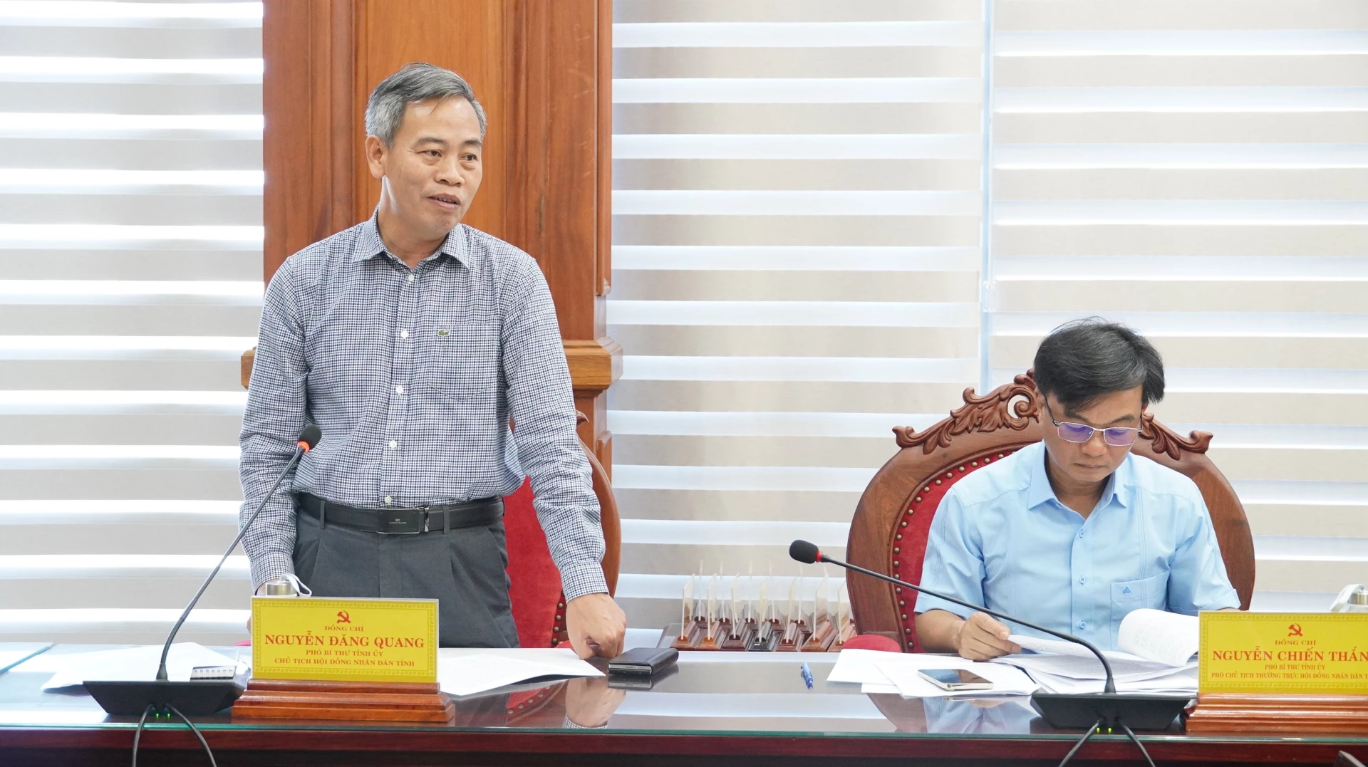 Phó Bí thư Tỉnh ủy, Chủ tịch HĐND tỉnh Nguyễn Đăng Quang phát biểu tại buổi làm việc - Ảnh: Quốc Việt
