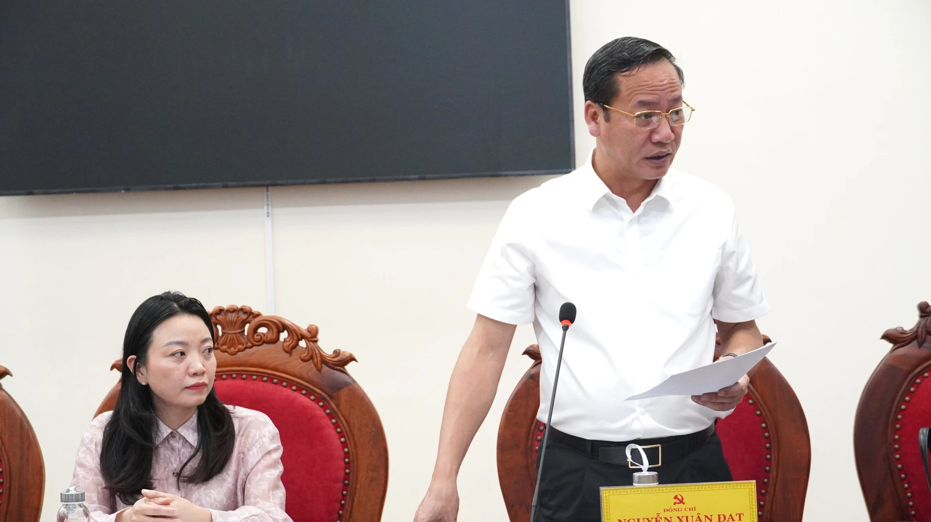 Giám đốc Sở Tài chính Nguyễn Xuân Đạt phát biểu tại buổi làm việc - Ảnh: QV