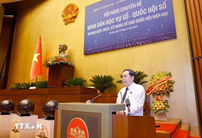 Chủ tịch Quốc hội Trần Thanh Mẫn phát biểu khai mạc hội nghị. (Ảnh: Doãn Tấn/TTXVN)