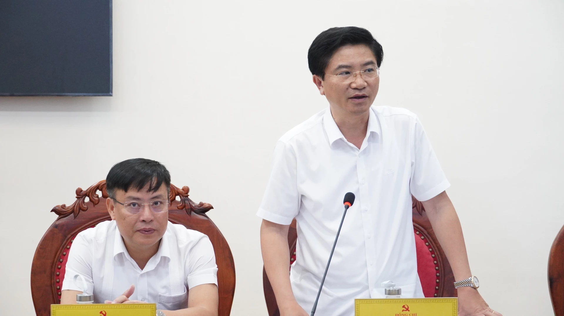 Trưởng Ban Tuyên giáo và Dân vận Tỉnh ủy Trương An Ninh phát biểu tại buổi làm việc - Ảnh: Quốc Việt