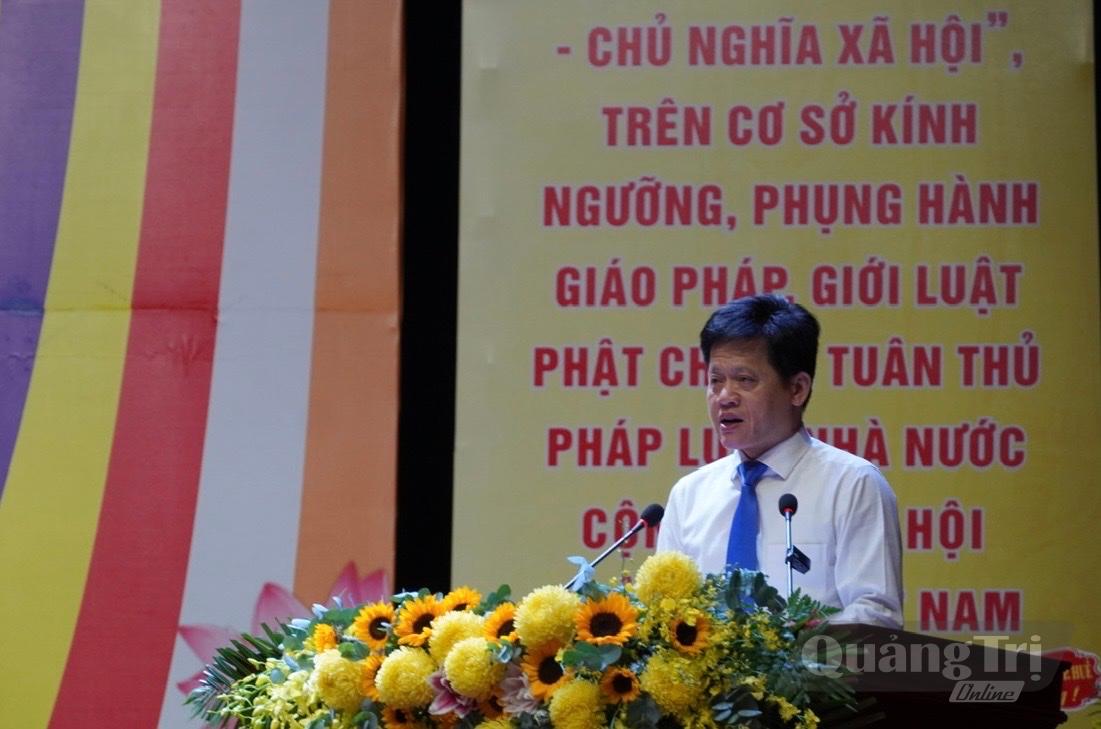 Đồng chí Lê Văn Bảo, Ủy viên Ban Thường vụ Tỉnh ủy, Phó Chủ tịch UBND tỉnh phát biểu tại đại hội - Ảnh:NL