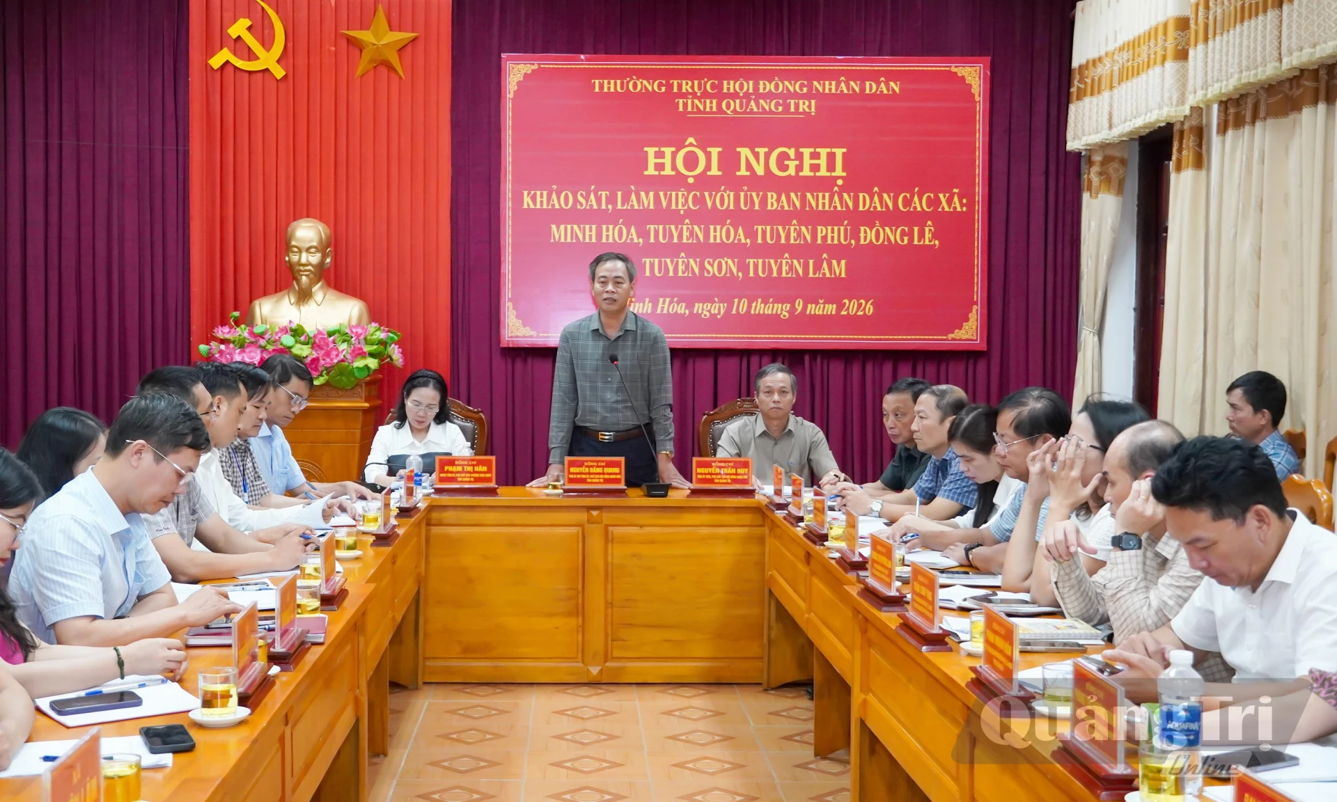 Đồng chí Nguyễn Đăng Quang, Phó Bí thư Tỉnh ủy, Chủ tịch HĐND tỉnh phát biểu kết luận tại buổi làm việc - Ảnh: N.H