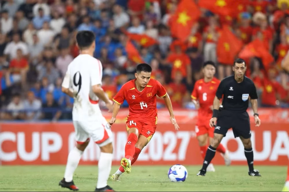 U20 Việt Nam gặp khó khăn trước đối thủ U20 Triều Tiên. (Ảnh: VFF)