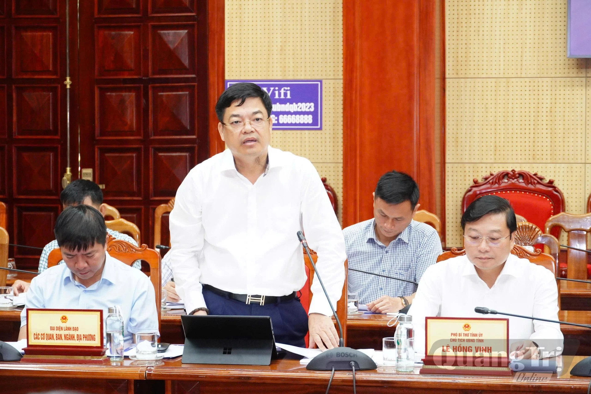Lãnh đạo Sở Công thương phát biểu tại buổi làm việc - Ảnh: NL