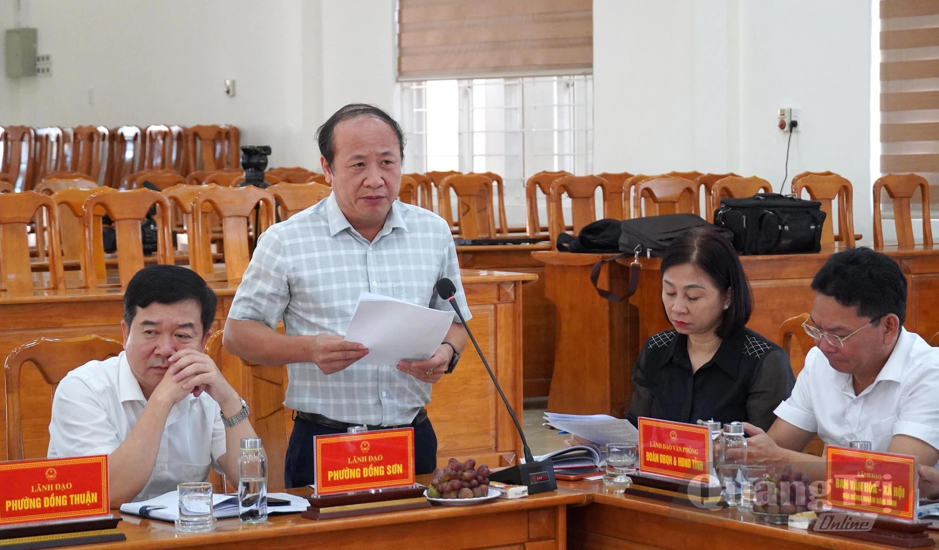 Lãnh đạo phường Đồng Sơn phát biểu - Ảnh: C.H