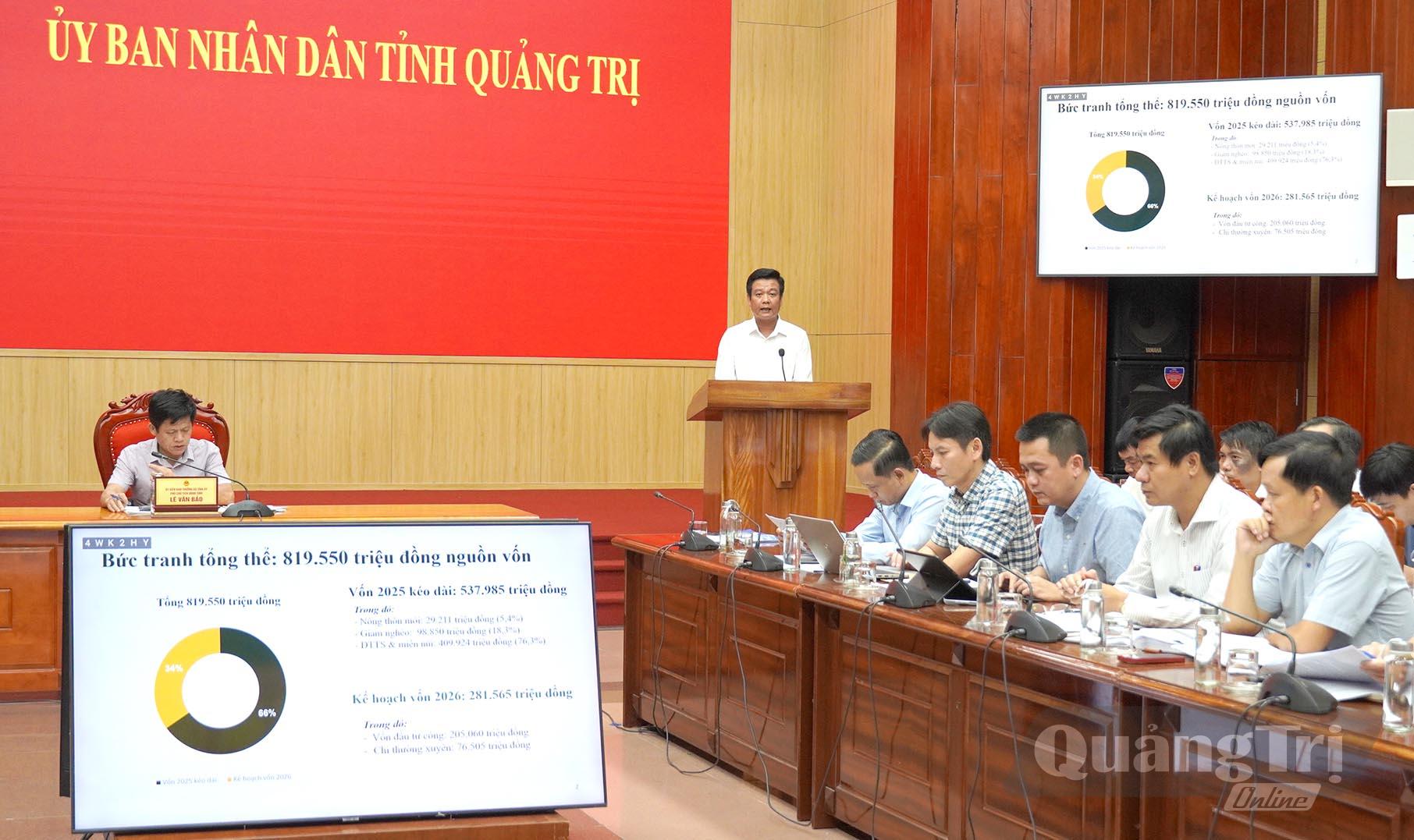 Lãnh đạo Sở Nông nghiệp và Môi trường báo cáo tình hình thực hiện các Chương trình MTQG - Ảnh: C.H