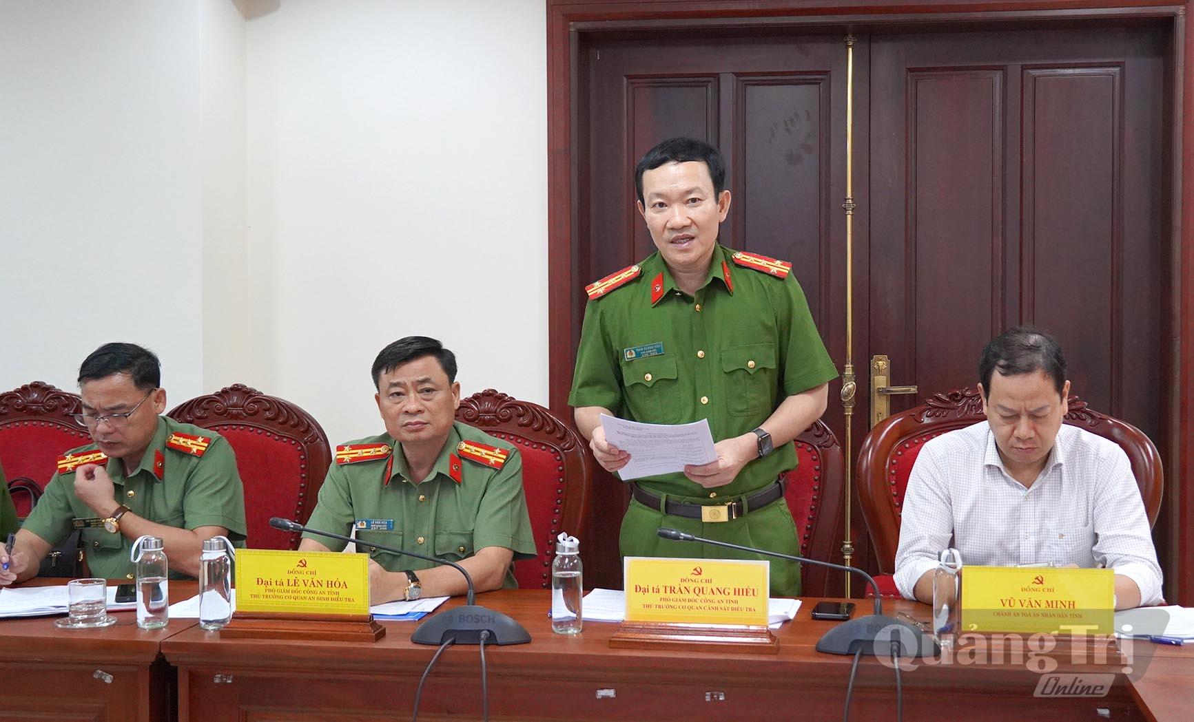 Đại diện lãnh đạo Công an tỉnh phát biểu ý kiến - Ảnh: C.H