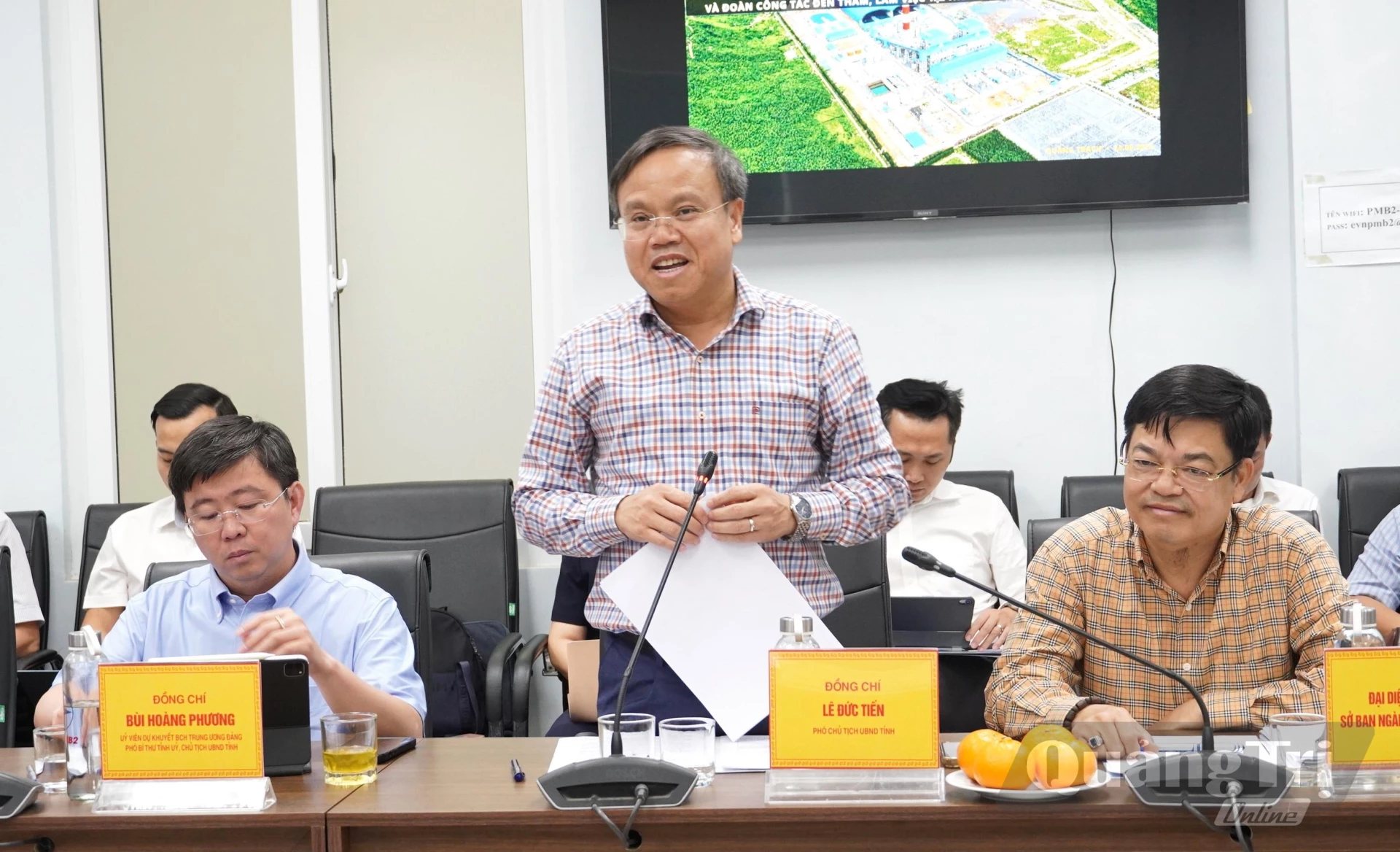 Đồng chí Lê Đức Tiến, Phó Chủ tịch UBND tỉnh phát biểu tại buổi làm việc - Ảnh: Q.V