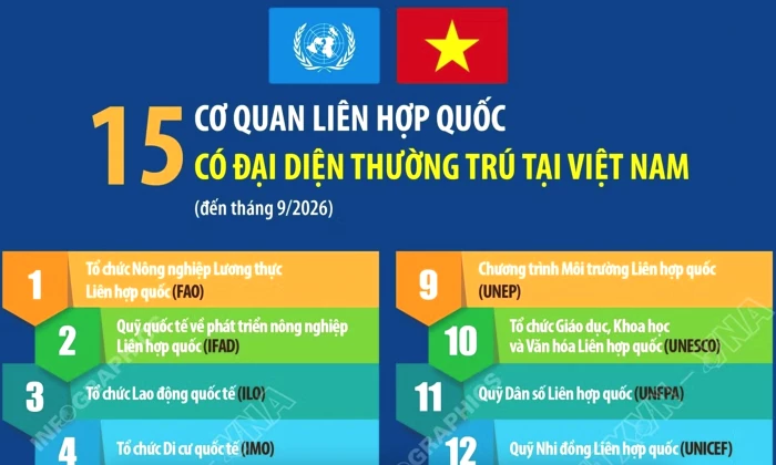 15 cơ quan Liên hợp quốc có đại diện thường trú tại Việt Nam