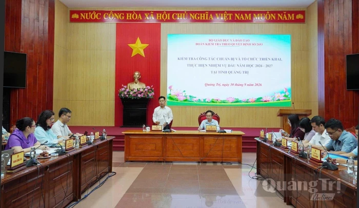 Bộ Giáo dục và Đào tạo kiểm tra công tác thực hiện nhiệm vụ đầu năm học 2026-2027 tại Quảng Trị