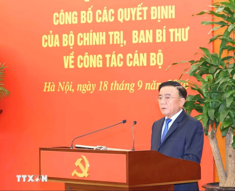 Đồng chí Trần Cẩm Tú, Ủy viên Bộ Chính trị, Thường trực Ban Bí thư phát biểu chỉ đạo tại hội nghị. (Ảnh: Phương Hoa/TTXVN)