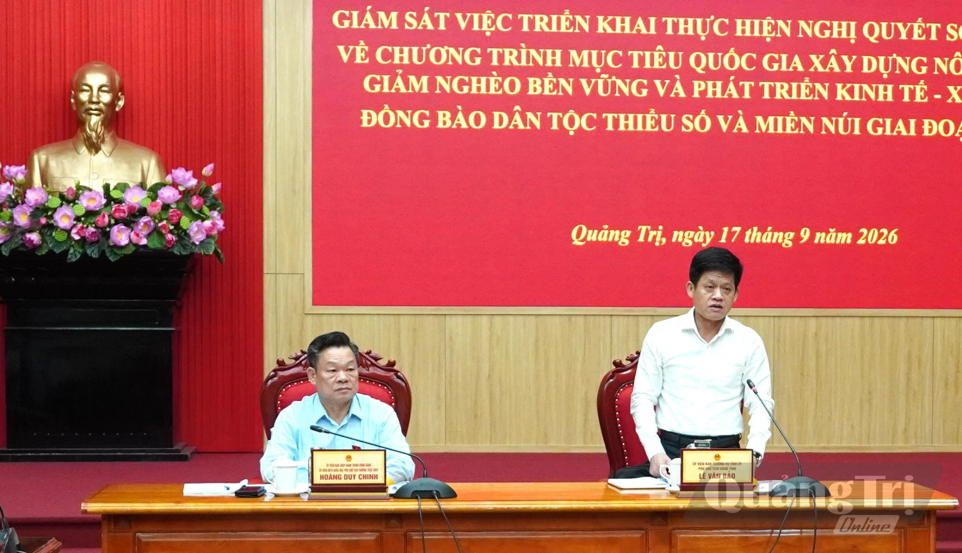 Đồng chí Lê Văn Bảo, Ủy viên Ban Thường vụ Tỉnh ủy, Phó Chủ tịch UBND tỉnh phát biểu, tiếp thu ý kiến của đoàn giám sát - Ảnh: H.Tr
