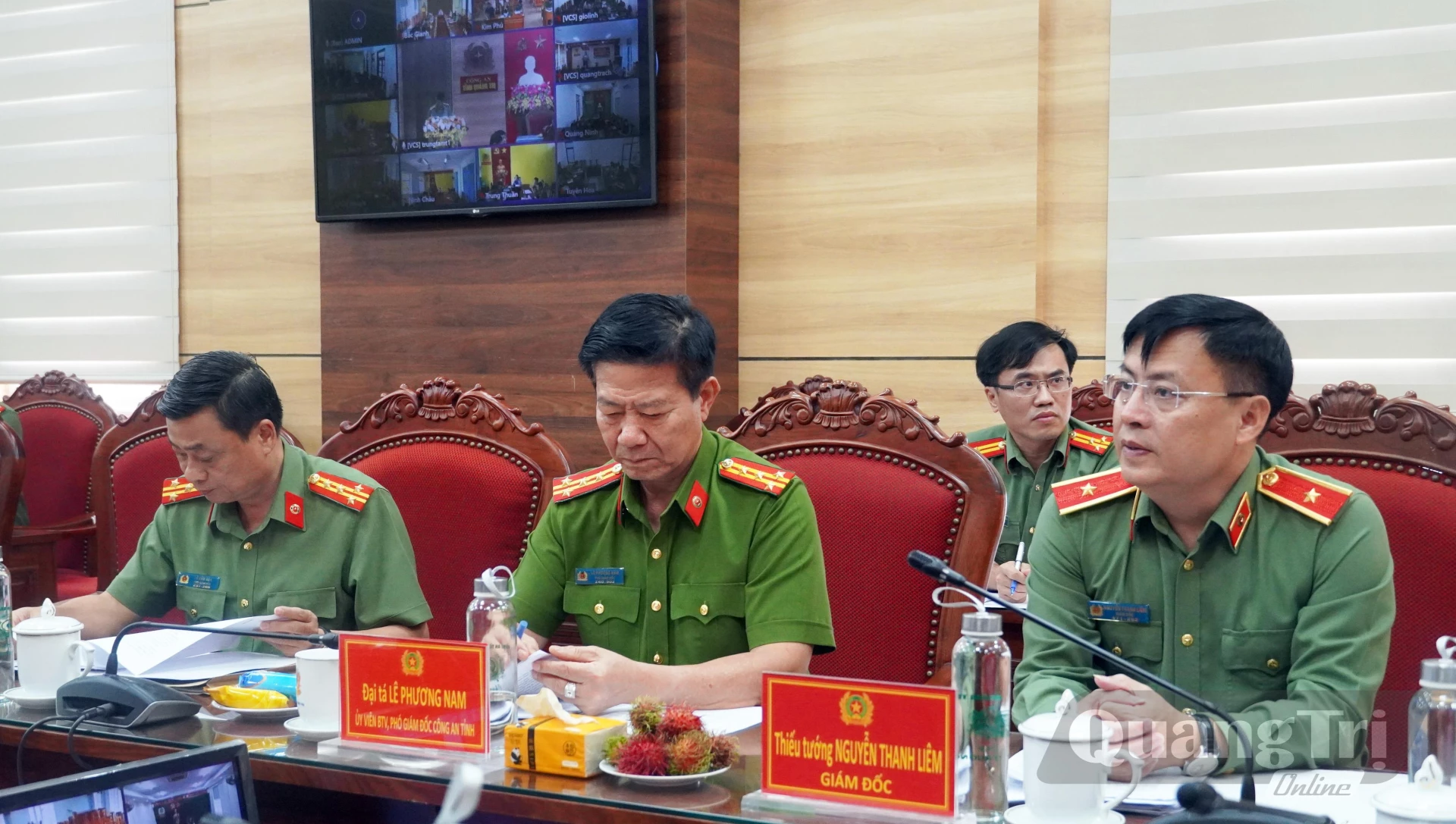 Các đồng chí lãnh đạo Công an tỉnh dự hội nghị - Ảnh: N.M