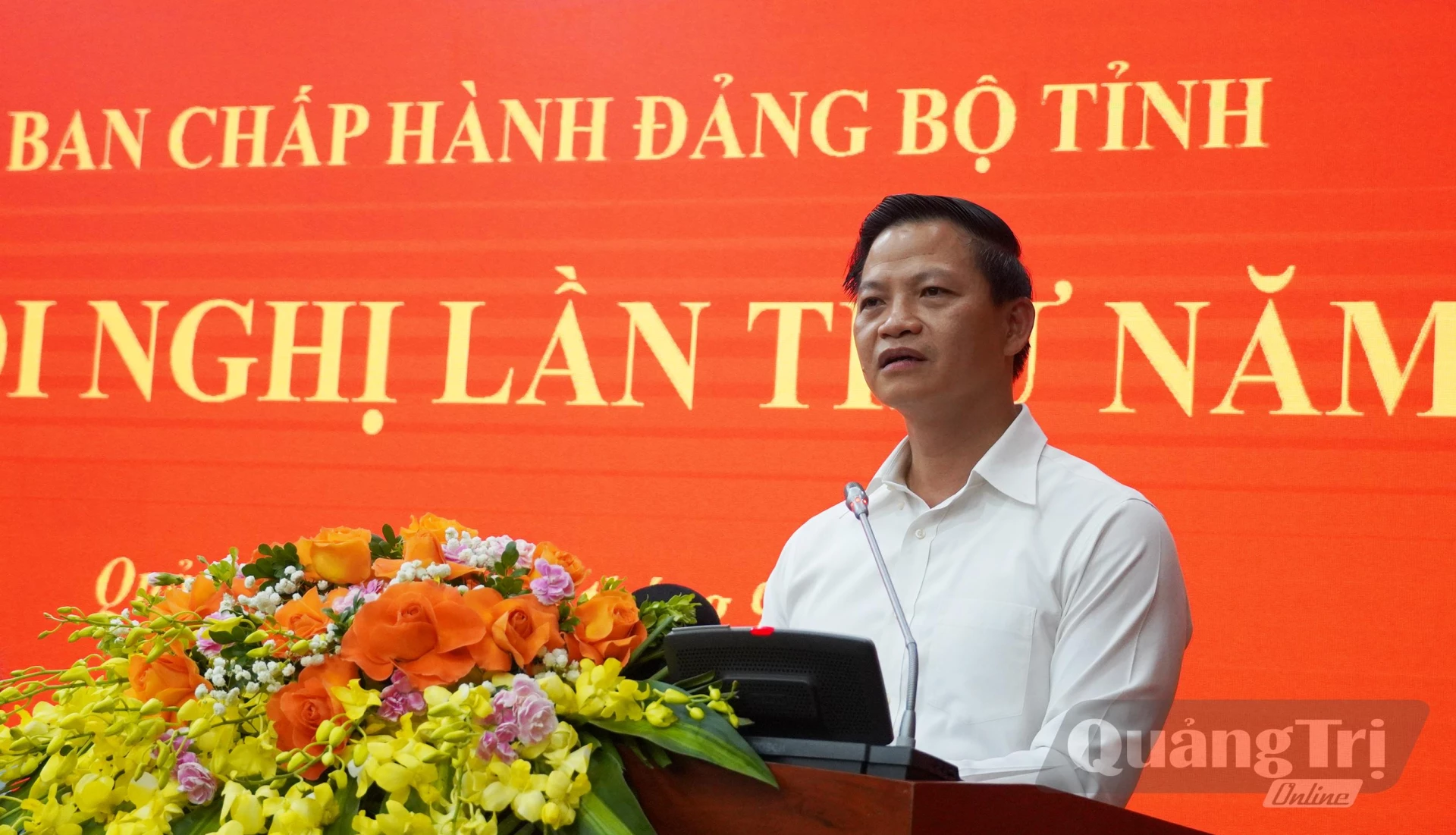 Đồng chí Bí thư Tỉnh ủy Vương Quốc Tuấn phát biểu kết luận hội nghị - Ảnh: X.P