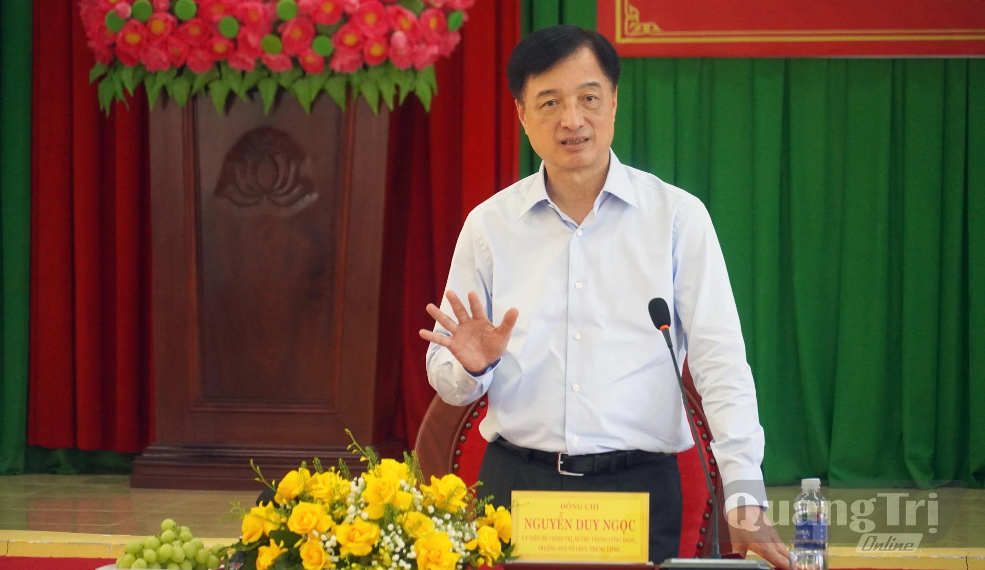 Đồng chí Nguyễn Duy Ngọc, Ủy viên Bộ Chính trị, Bí thư Trung ương Đảng, Trưởng Ban Tổ chức Trung ương phát biểu chỉ đạo tại buổi làm việc - Ảnh: N.M