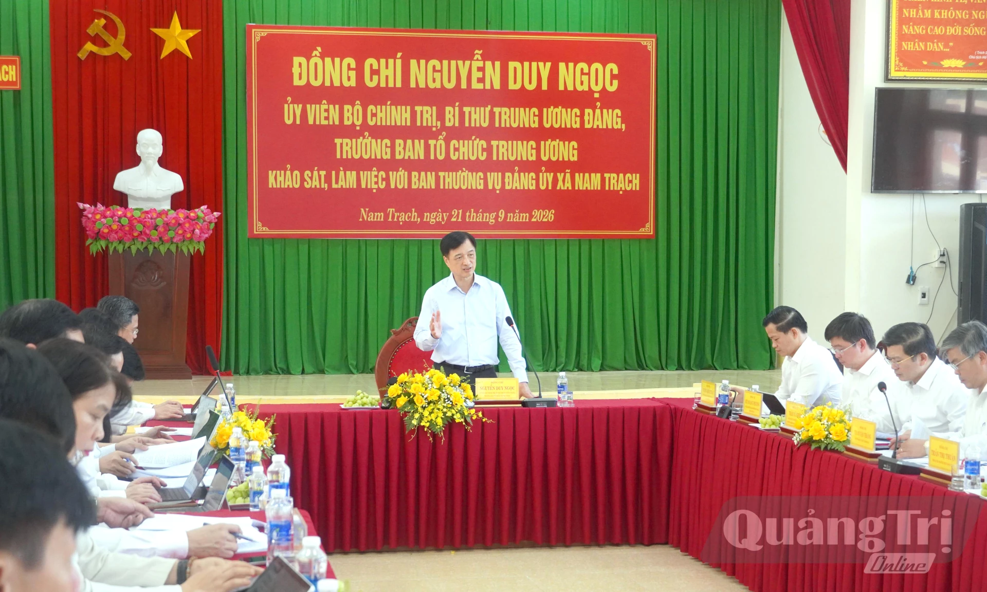 Đoàn công tác Trung ương khảo sát kết quả vận hành chính quyền địa phương 2 cấp tại Nam Trạch