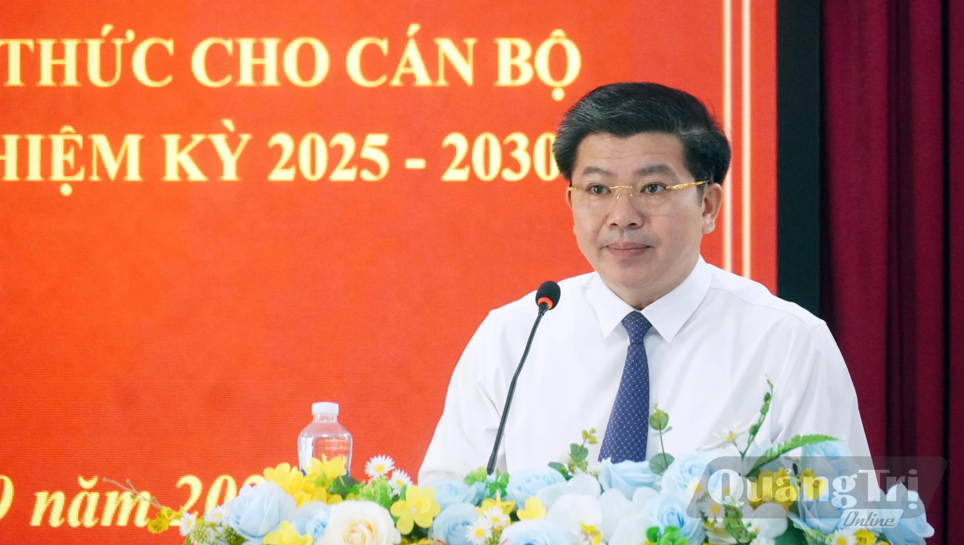Đồng chí Trần Vũ Khiêm, Phó Bí thư Thường trực Tỉnh ủy, Trưởng đoàn Đại biểu Quốc hội tỉnh phát biểu chỉ đạo tại buổi lễ - Ảnh: N.M