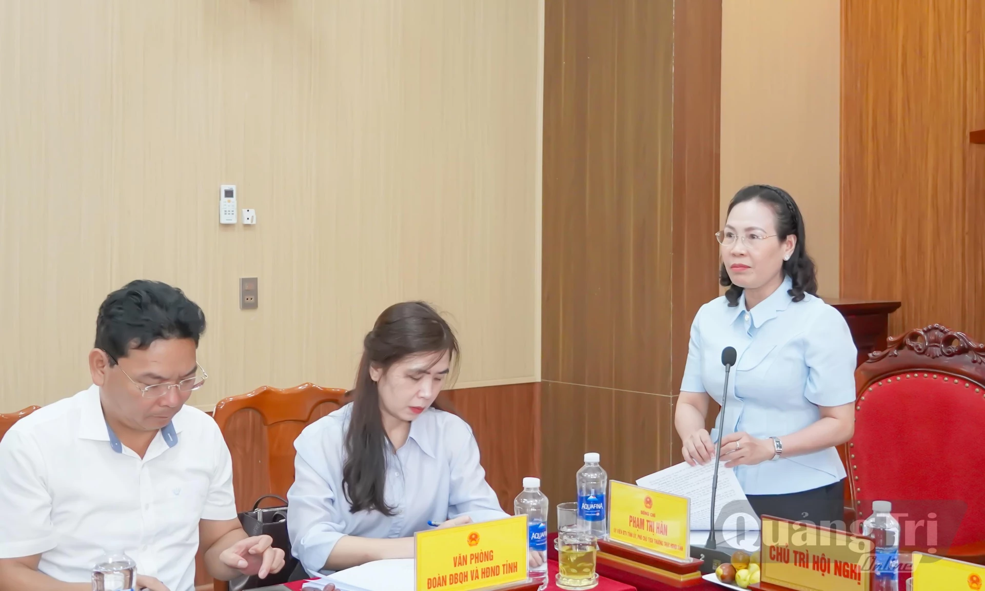 Đồng chí Phạm Thị Hân, Phó Chủ tịch Thường trực HĐND tỉnh phát biểu tại buổi làm việc - Ảnh: N.H