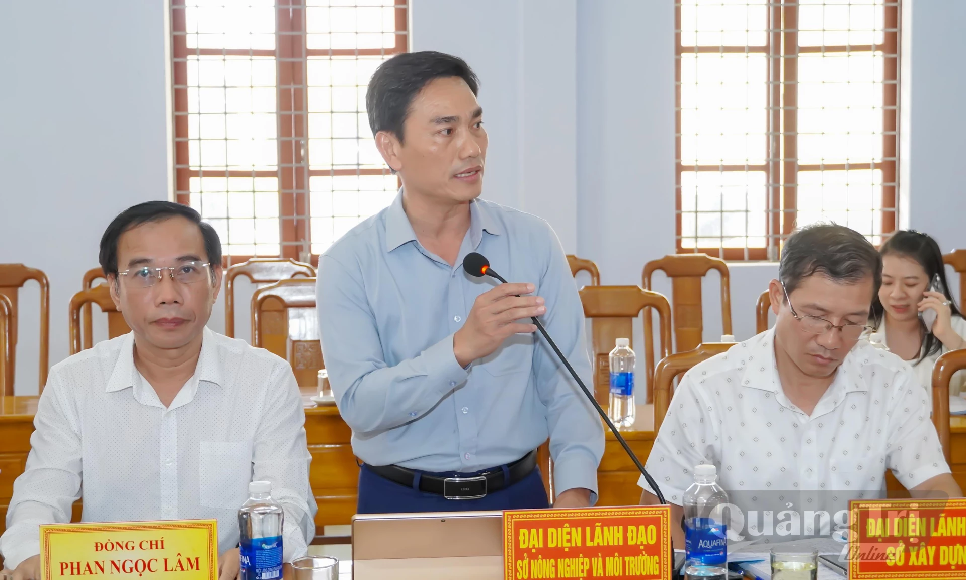 Đại diện lãnh đạo các sở phát biểu tại buổi làm việc - Ảnh: N.H