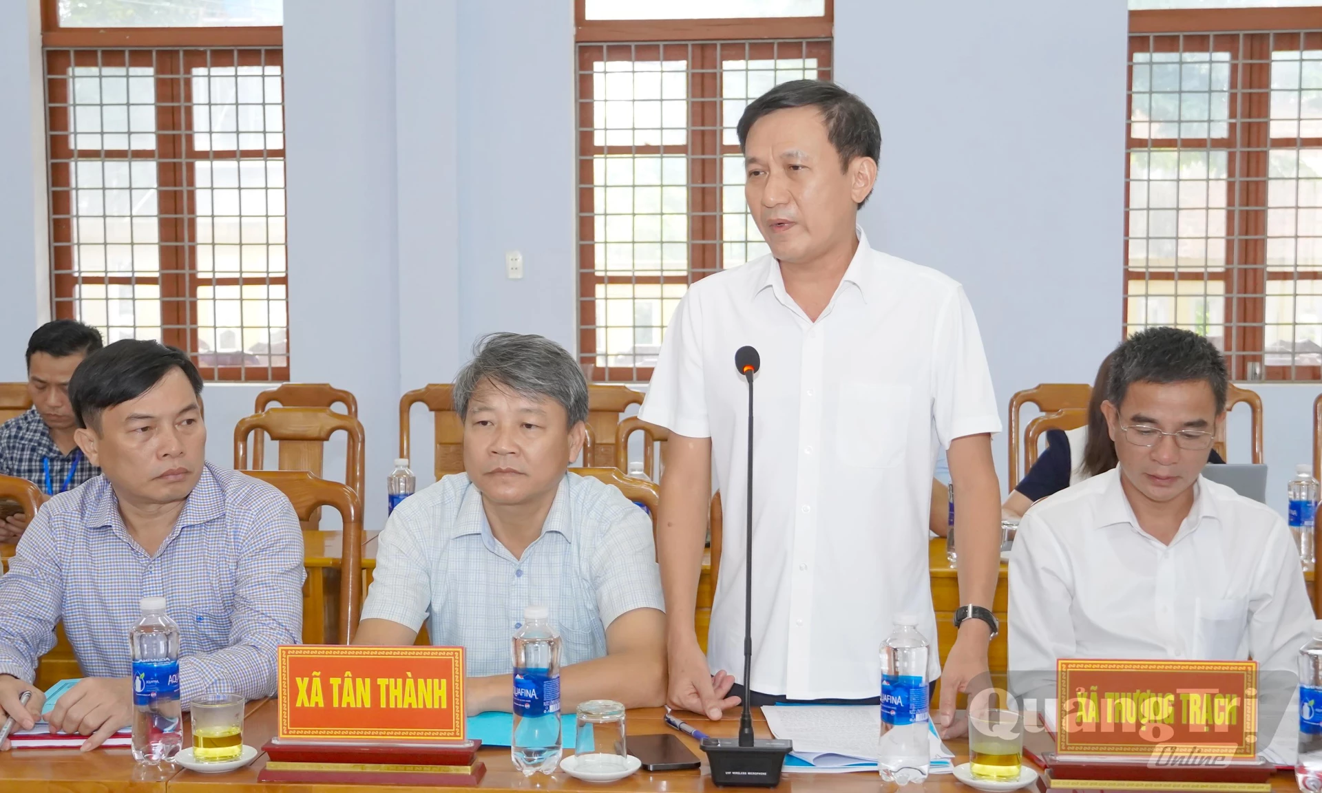 Đại diện lãnh đạo UBND xã Thượng Trạch báo cáo tại buổi làm việc - Ảnh: N.H