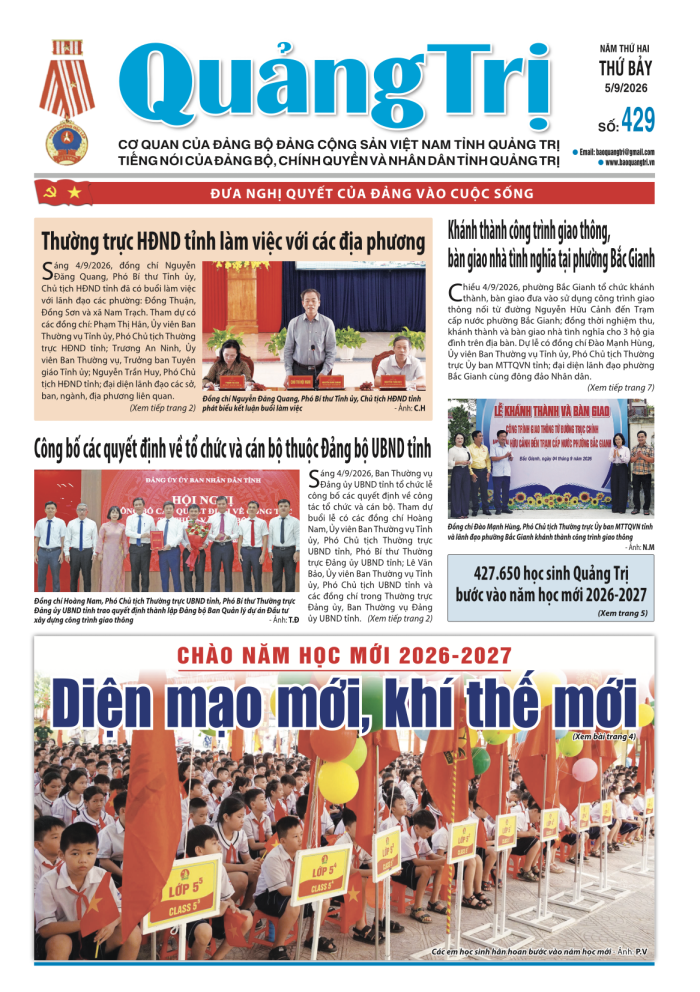 Báo Quảng Trị số 429 - Ngày 05/9/2026