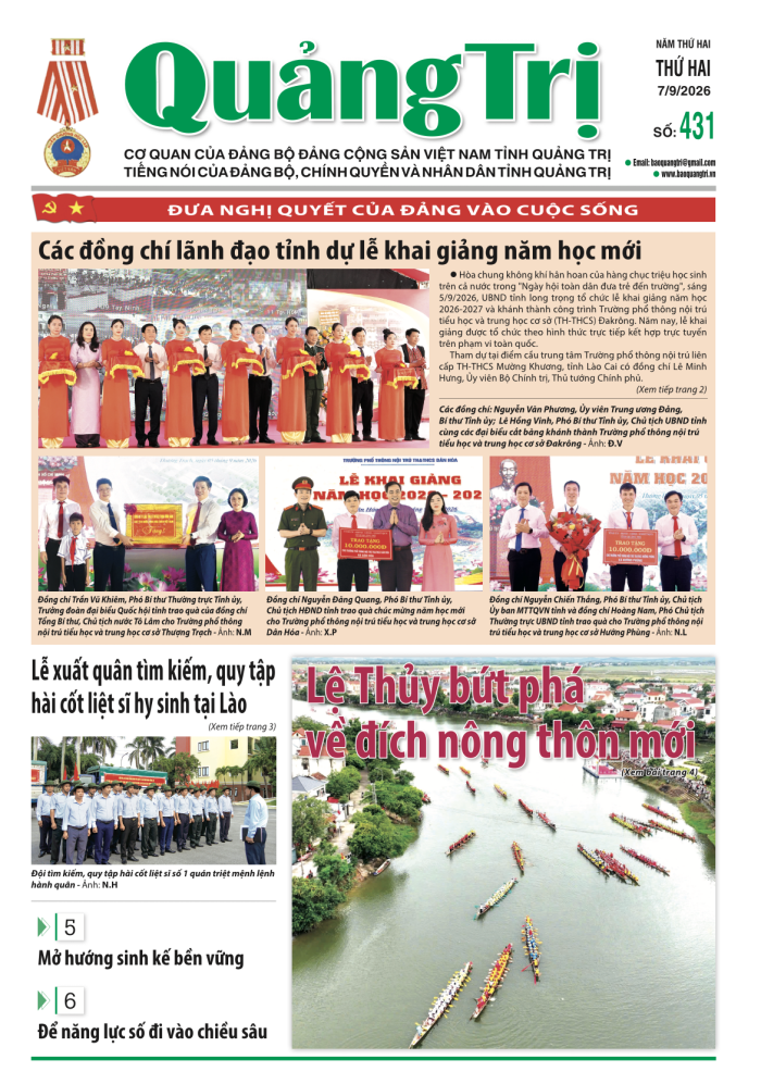 Báo Quảng Trị số 431 - Ngày 07/9/2026