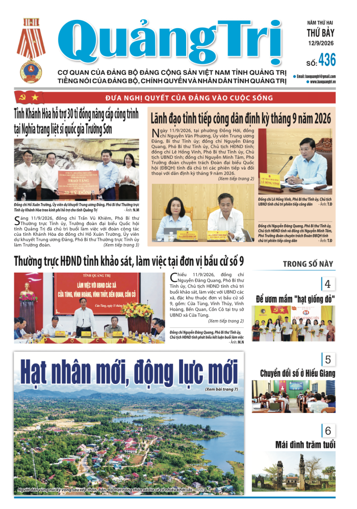 Báo Quảng Trị số 436 - Ngày 12/9/2026