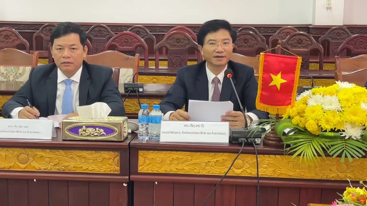 Đồng chí Trương An Ninh, Trưởng Ban Tuyên giáo và Dân vận Tỉnh ủy Quảng Trị phát biểu tại Hội đàm - Ảnh: HD