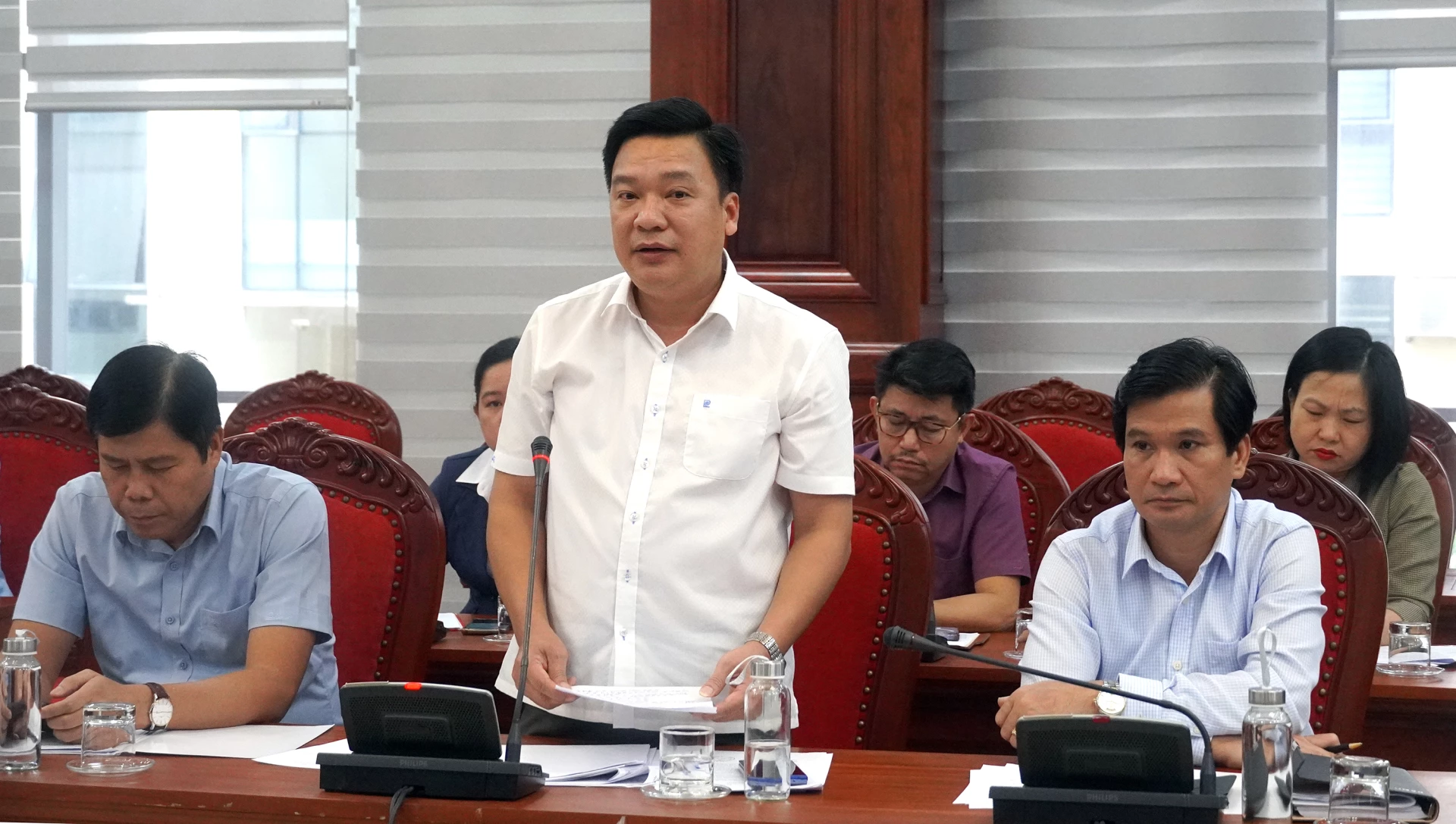 Đồng chí Nguyễn Thanh Long, Phó trưởng ban Thường trực Ban Nội chính Tỉnh ủy phát biểu tại buổi làm việc - Ảnh: N.M