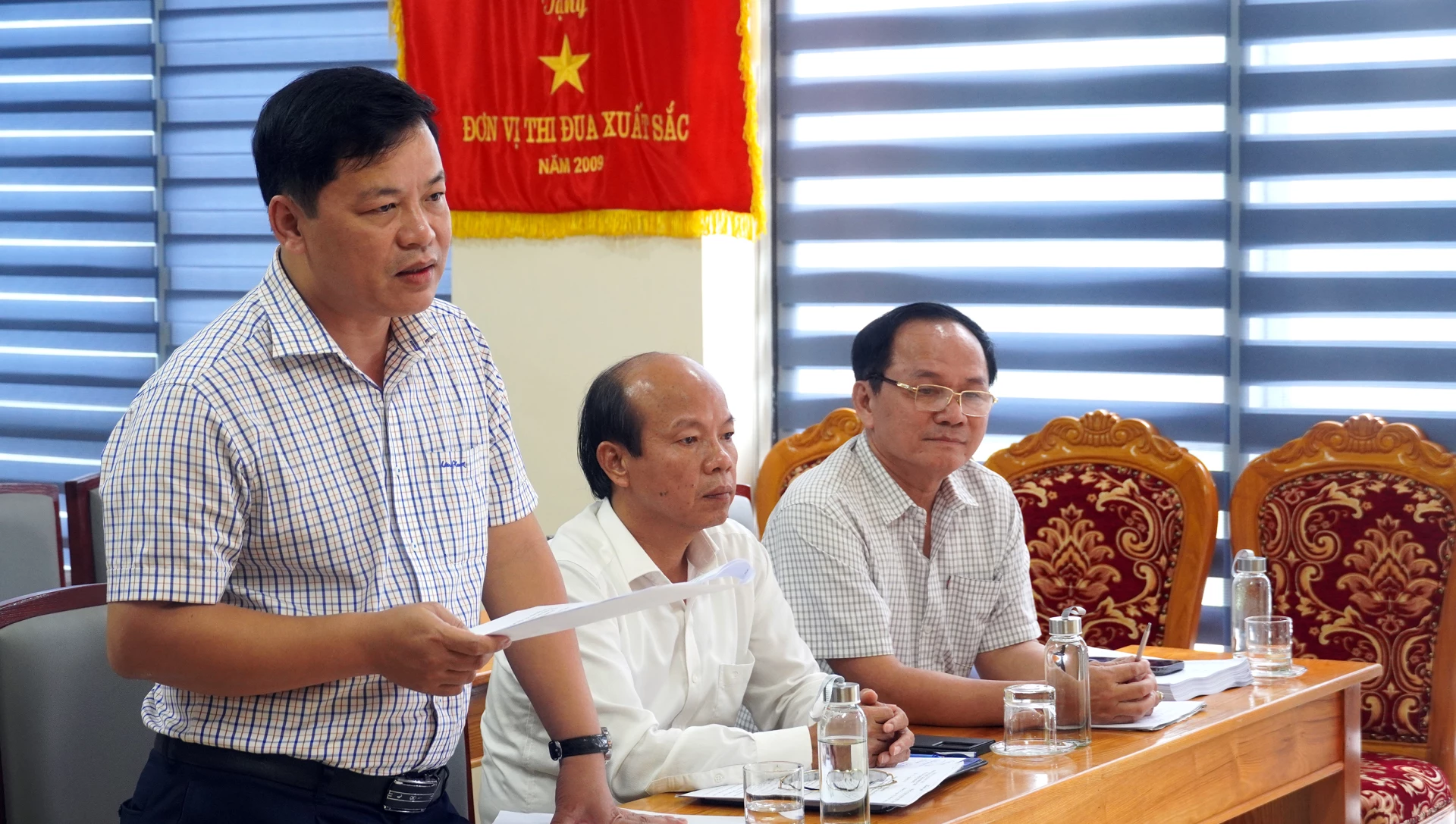 Đồng chí Trần Ngọc Ánh, Phó trưởng ban Tuyên giáo và Dân vận Tỉnh ủy, Trưởng ban giám khảo phát biểu tại hội nghị - Ảnh: N.M