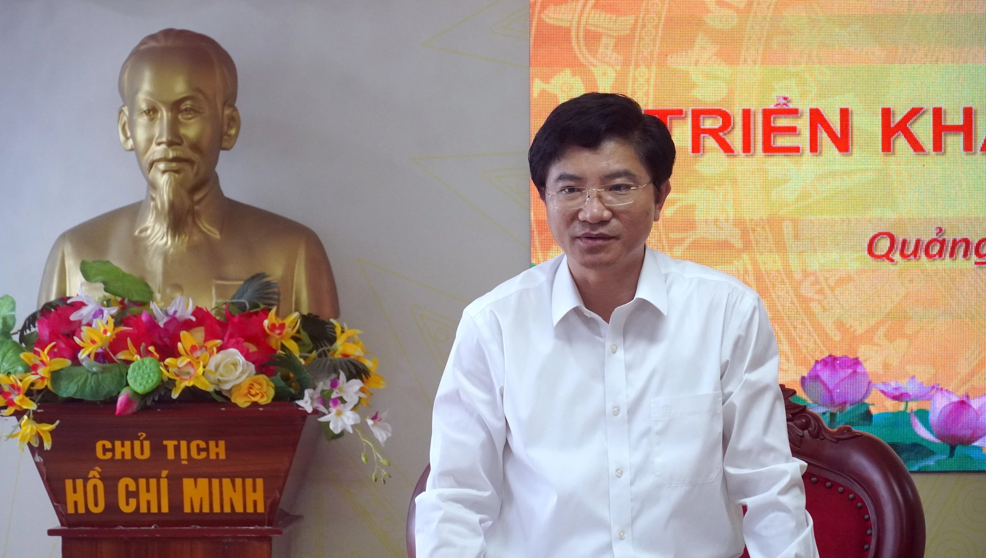 Đồng chí Trương An Ninh, Ủy viên Ban Thường vụ Tỉnh ủy, Trưởng ban Tuyên giáo và Dân vận Tỉnh ủy, Phó Trưởng ban Tổ chức giải phát biểu chỉ đạo tại hội nghị - Ảnh: N.M