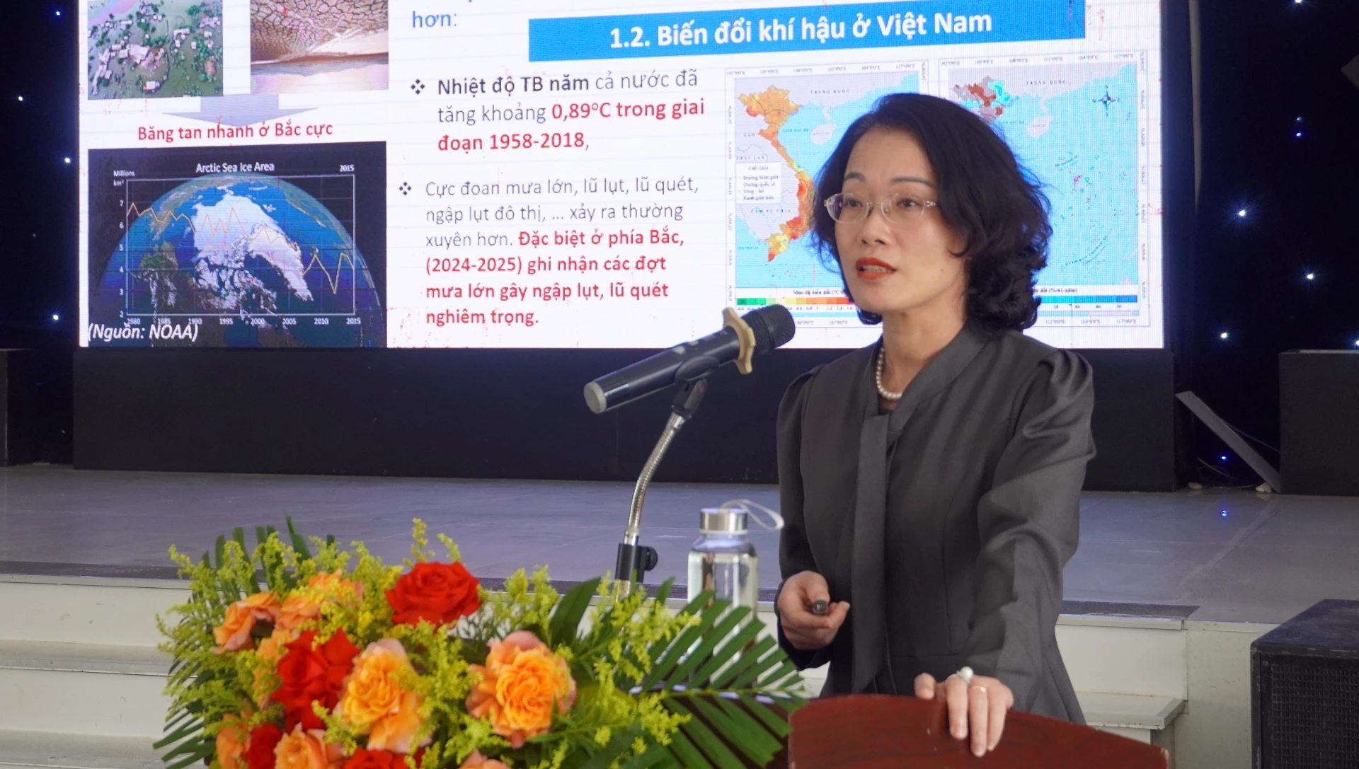  Đại biểu trình bày tham luận tại hội thảo. Ảnh: N.M
