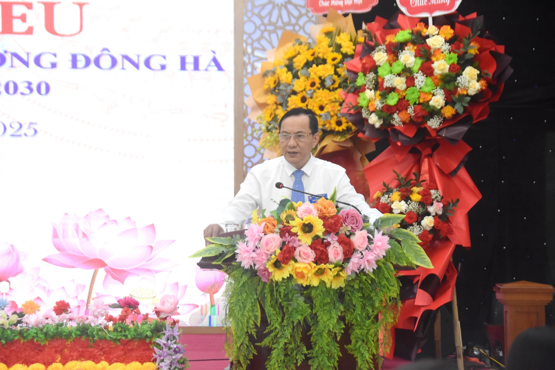 Đồng chí Lê Quang Chiến, Bí thư Đảng ủy, Chủ tịch HĐND phường Đông Hà phát biểu tại đại hội - Ảnh: ĐV