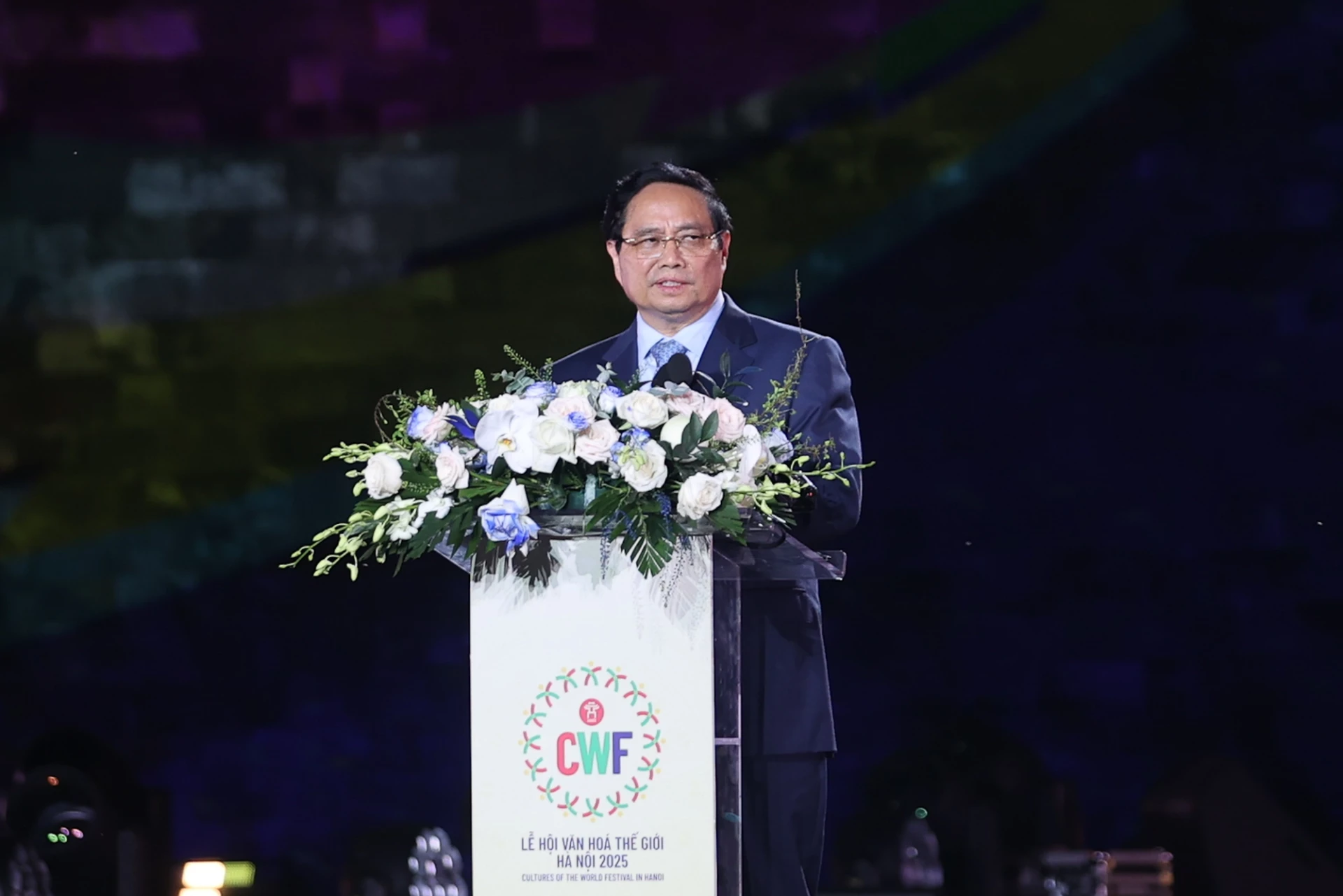 Thủ tướng Phạm Minh Chính phát biểu khai mạc lễ hội Văn hóa Thế giới tại Hà Nội lần thứ nhất - Ảnh: VGP/Nhật Bắc