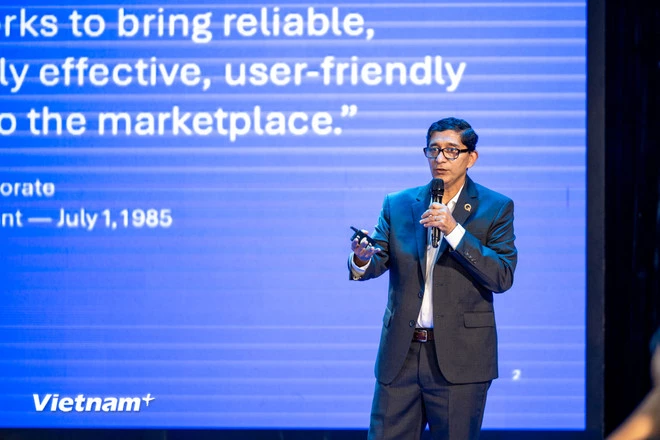 Ông Ram Krishnan - Giám đốc Cấp cao mảng Bản quyền Công nghệ, Qualcomm cho biết, L2Pro ra đời nhằm giúp sinh viên, doanh nhân trẻ hiểu cách bảo vệ và khai thác tài sản trí tuệ, thúc đẩy phát triển doanh nghiệp. (Ảnh: Minh Sơn/Vietnam+)
