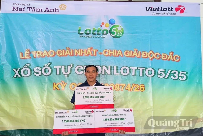 Người đàn ông tại Quảng Trị hai lần trúng thưởng tiền tỉ từ Lotto 5/35 của Vietlott