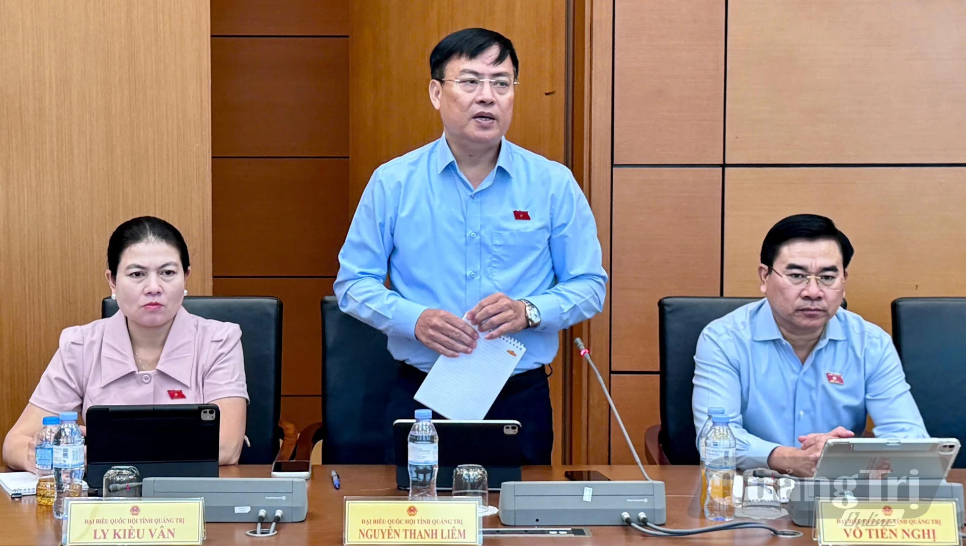 Đồng chí Nguyễn Thanh Liêm, Ủy viên Ban Thường vụ Tỉnh ủy, Giám đốc Công an tỉnh tham gia thảo luận - Ảnh: C.T.V
