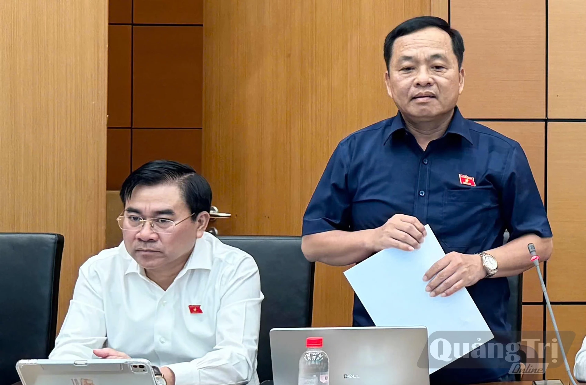 Đồng chí Nguyễn Ngọc Hà, Phó Chủ nhiệm Ủy ban Quốc phòng, An ninh và Đối ngoại thảo luận về dự thảo Luật An ninh dữ liệu - Ảnh: CTV