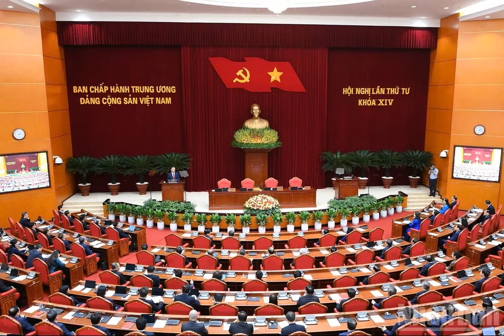 Quang cảnh Hội nghị lần thứ tư Ban Chấp hành Trung ương Đảng khóa XIV. (Ảnh: ĐĂNG KHOA)
