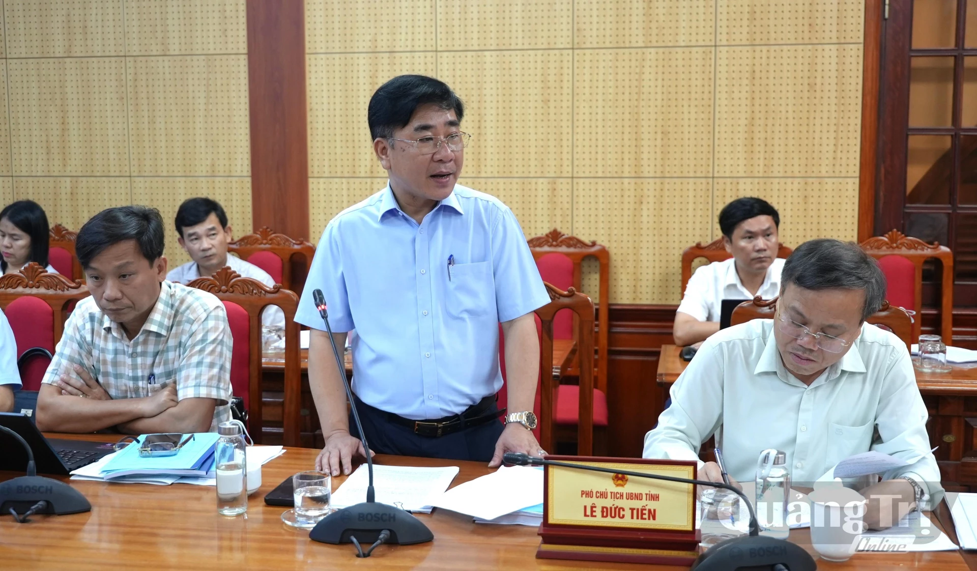 Đồng chí Phạm Quang Long, Trưởng Ban Quản lý Khu kinh tế tỉnh phát biểu tại buổi làm việc - Ảnh: T.Đ