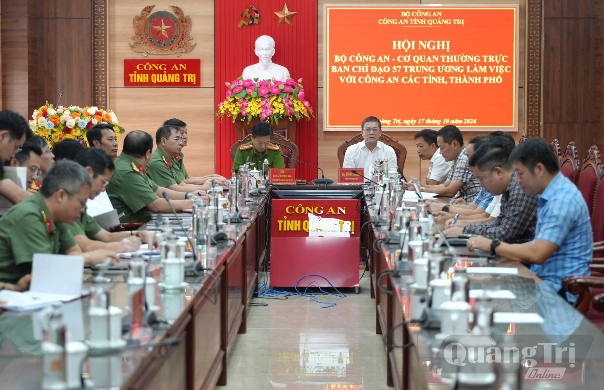 Quang cảnh hội nghị tại điểm cầu Công an tỉnh Quảng Trị - Ảnh: T.Đ

