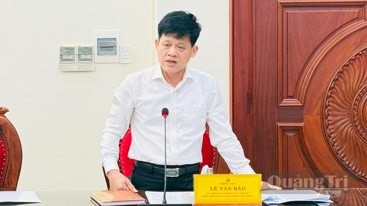 Đồng chí Lê Văn Bảo, Ủy viên Ban Thường vụ Tỉnh ủy, Phó Chủ tịch UBND tỉnh phát biểu tại buổi làm việc - Ảnh: NL