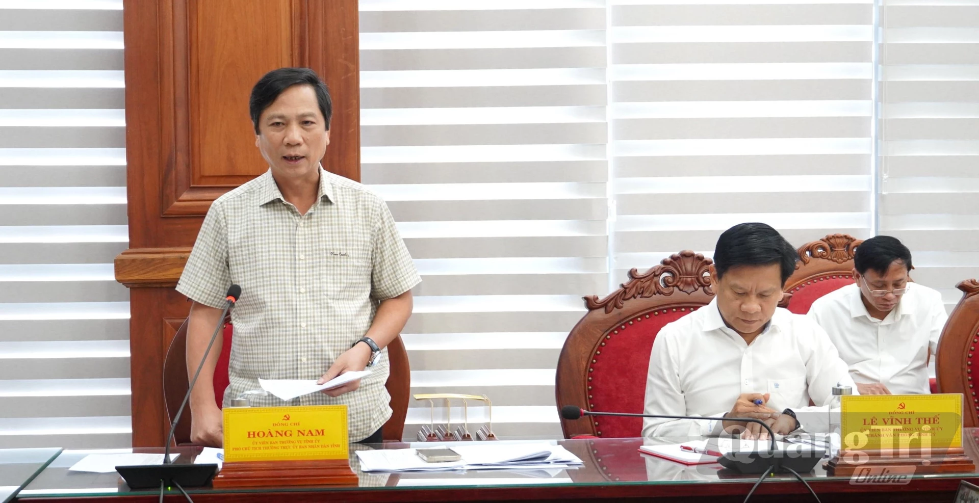 Đồng chí Hoàng Nam, Phó Chủ tịch Thường trực UBND tỉnh phát biểu tại buổi làm việc - Ảnh: Q.V