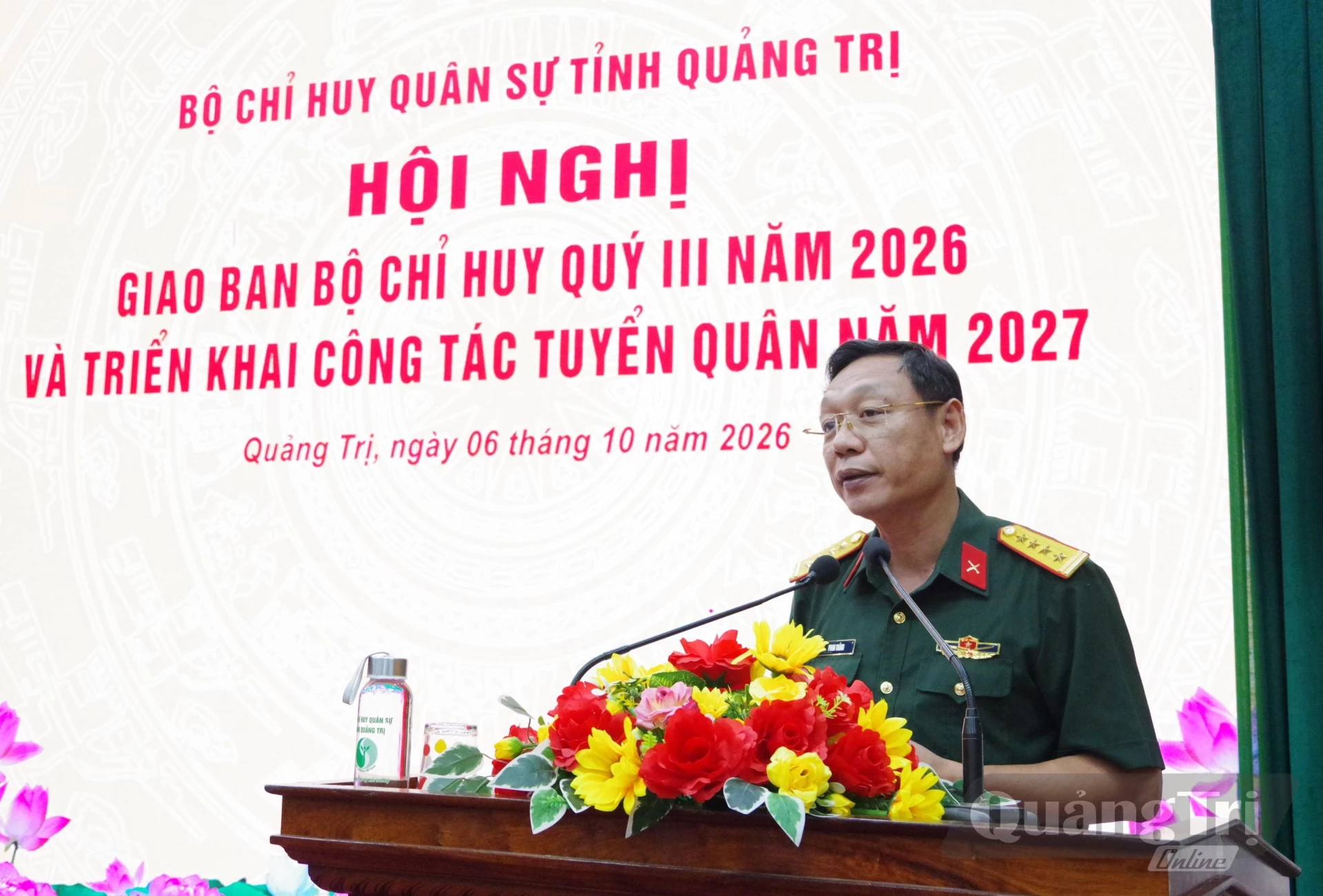 Đại tá Phan Thắng, Ủy viên Ban Thường vụ Tỉnh ủy, Phó Bí thư Đảng ủy Quân sự tỉnh, Chỉ huy trưởng Bộ CHQS tỉnh chủ trì hội nghị.