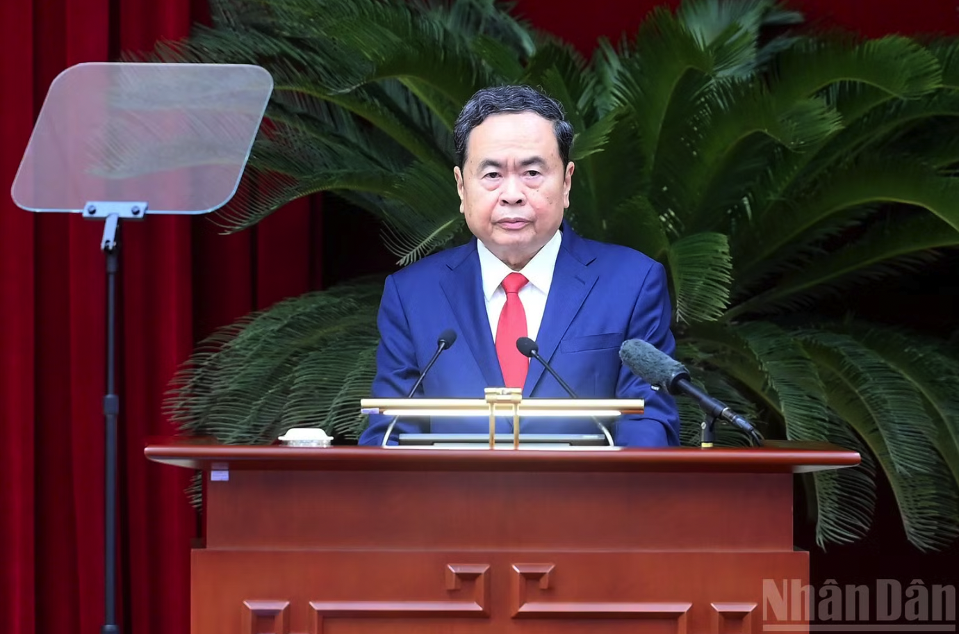Đồng chí Trần Thanh Mẫn, Ủy viên Bộ Chính trị, Chủ tịch Quốc hội điều hành phiên khai mạc hội nghị. (Ảnh: ĐĂNG KHOA)