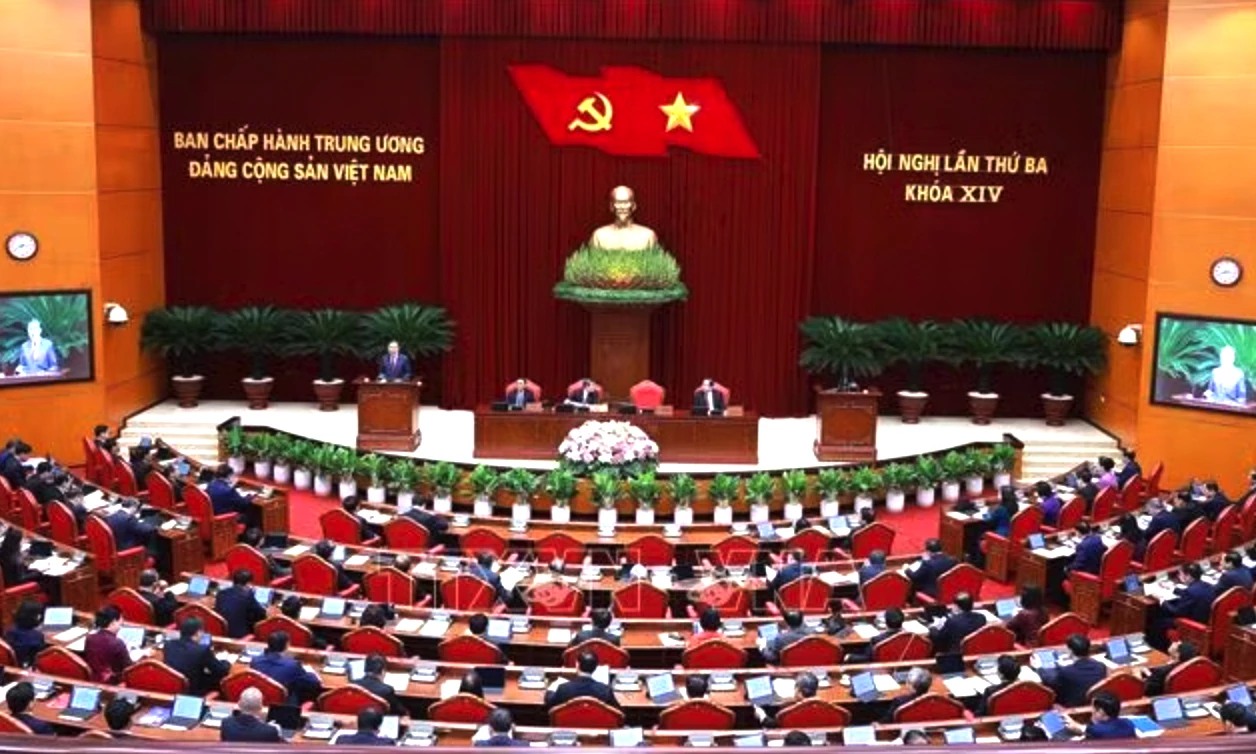 Phiên khai mạc Hội nghị lần thứ Ba Ban Chấp hành Trung ương Đảng khóa XIV, sáng 20/7/2026. Ảnh: Dương Giang/TTXVN