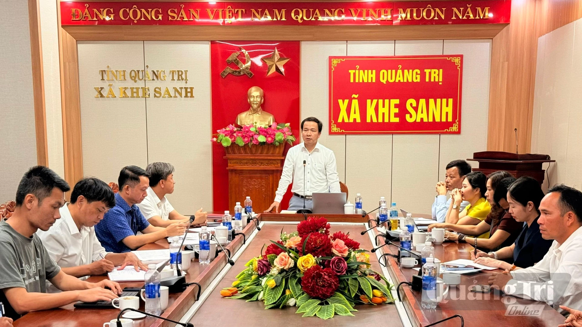 Lãnh đạo Hội Nông dân tỉnh phát biểu tại buổi làm việc - Ảnh: Hoàng Hùng
