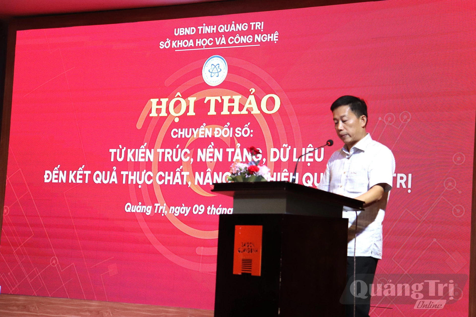 Đại diện lãnh đạo Sở Khoa học và Công nghệ phát biểu tại Hội thảo - Ảnh: LT