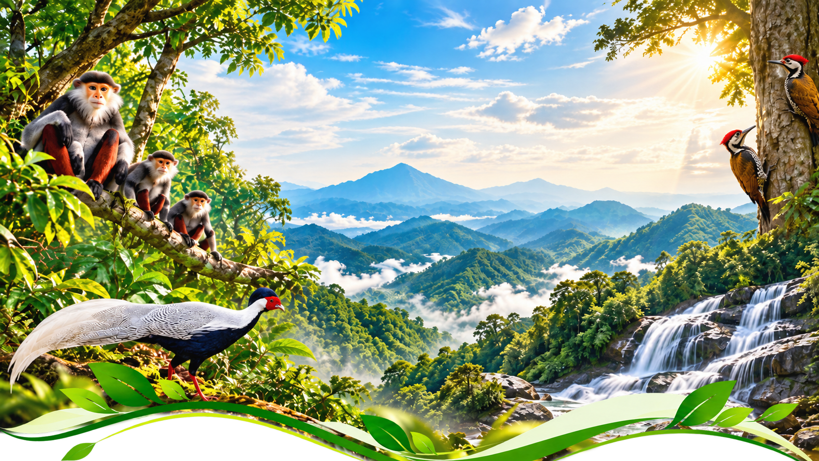 Rừng Trường Sơn, voọc, chim rừng và thác nước
